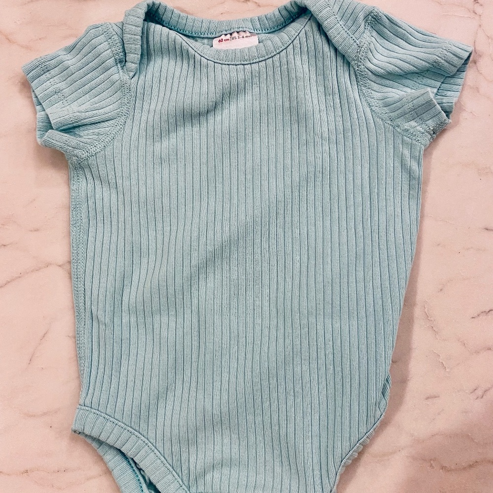 Hanna Andersson ribbed blue onesie